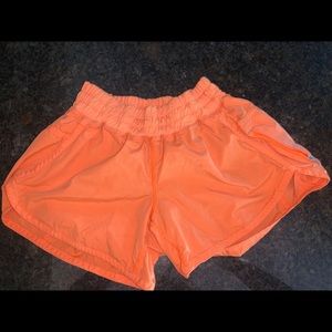 Orange lulu lemon tracker shorts
